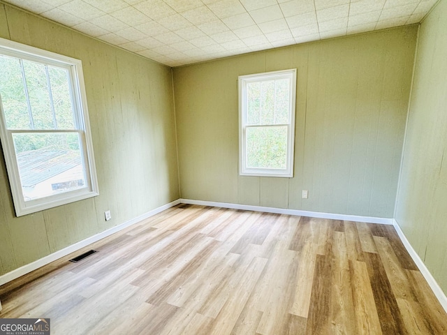 unfurnished room featuring a healthy amount of sunlight and light wood-type flooring