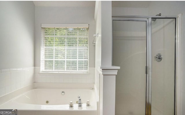 bathroom with independent shower and bath