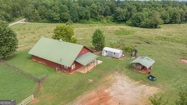 bird's eye view featuring a rural view