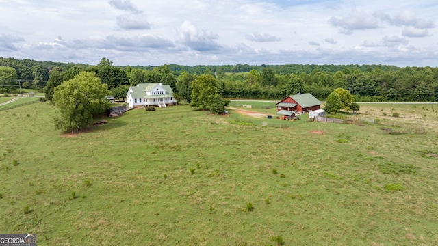 aerial view with a rural view