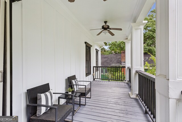 deck featuring ceiling fan