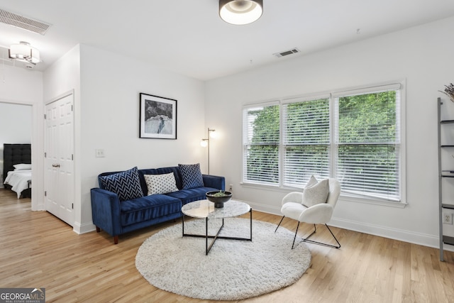 living room featuring light hardwood / wood-style flooring