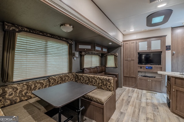 interior space with light hardwood / wood-style flooring