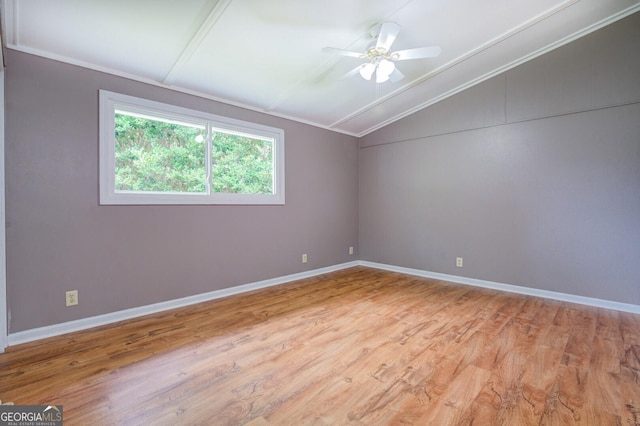 additional living space with light hardwood / wood-style flooring, ceiling fan, and lofted ceiling