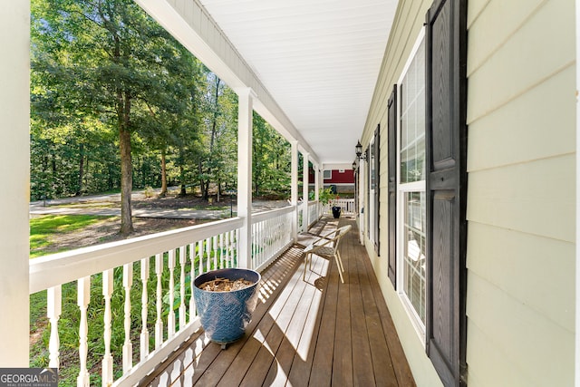 deck with covered porch