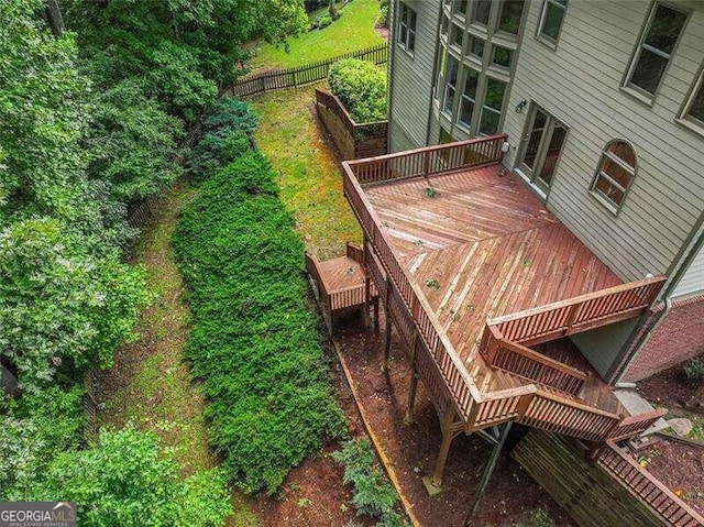 wooden terrace with stairway and fence