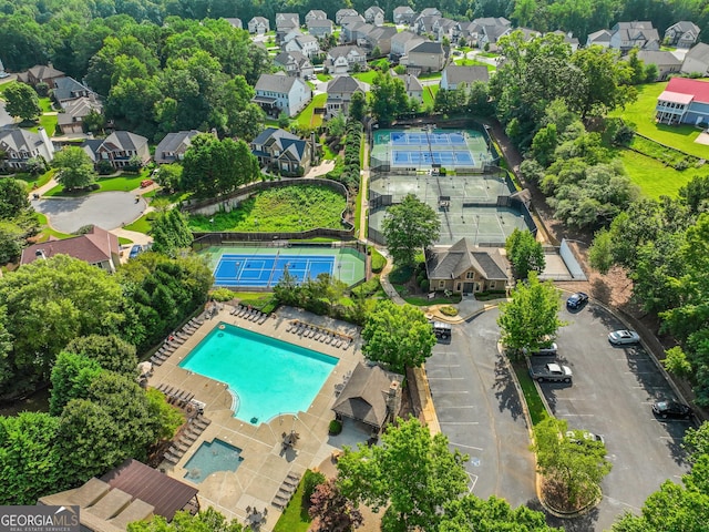 bird's eye view with a residential view