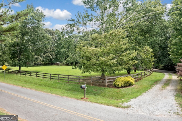 view of road featuring a rural view