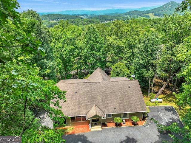 aerial view featuring a mountain view