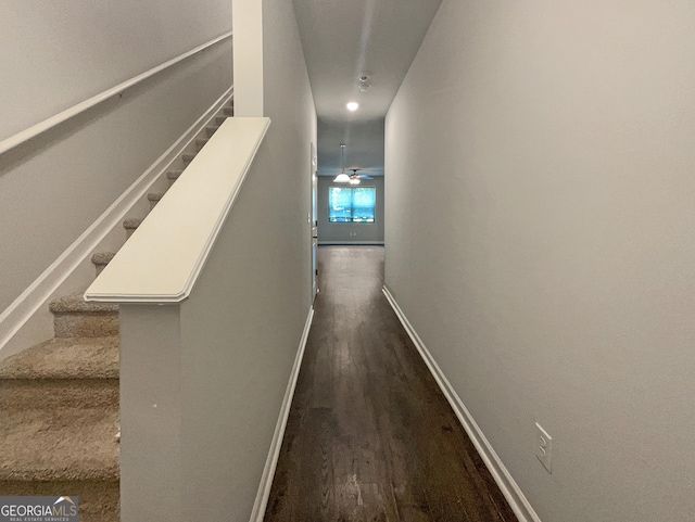 hall featuring dark hardwood / wood-style flooring