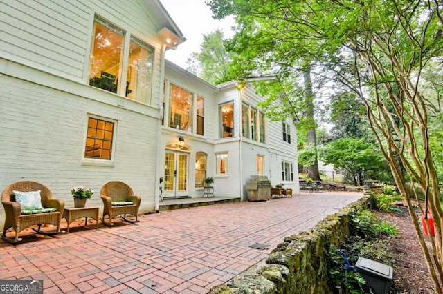 view of patio with grilling area and french doors