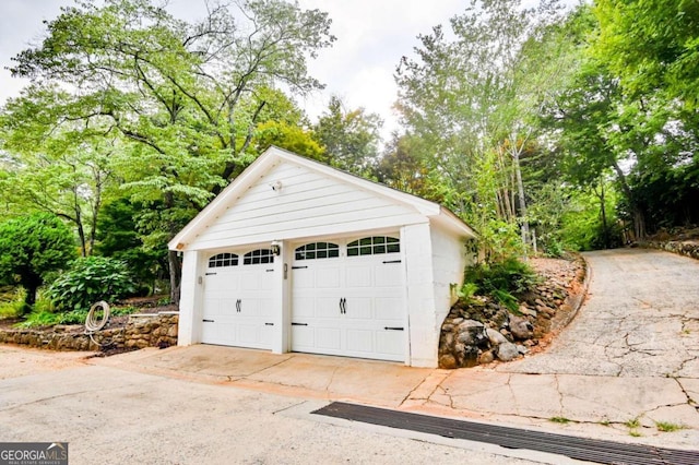 view of garage