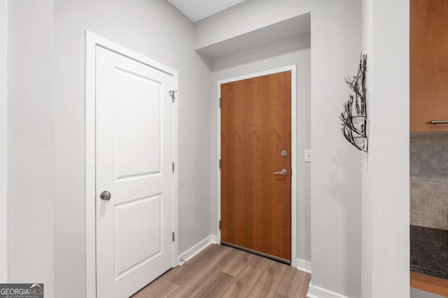 foyer entrance featuring light hardwood / wood-style flooring