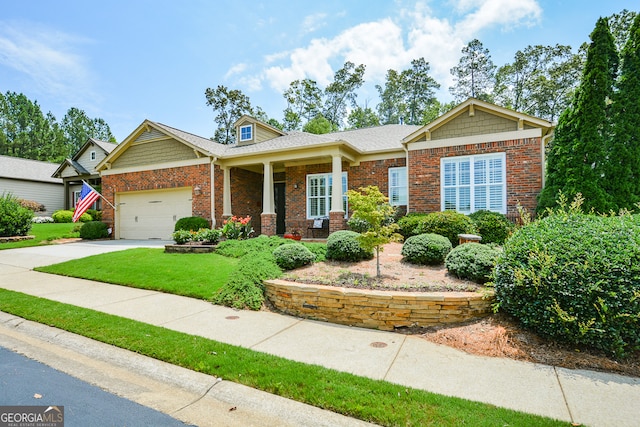 craftsman-style home featuring a porch and a garage