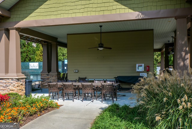 view of patio / terrace with ceiling fan