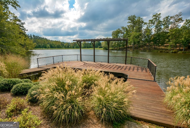 dock area featuring a water view