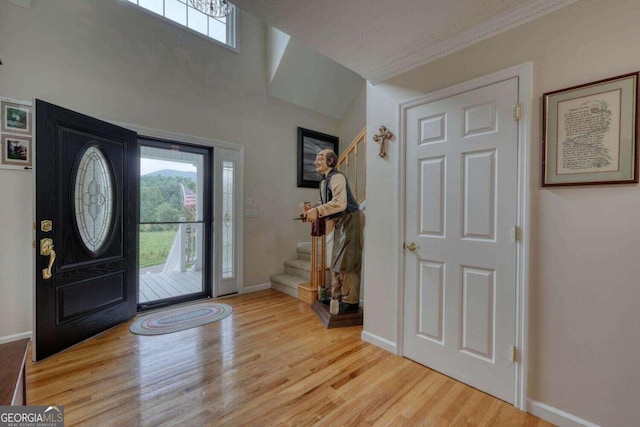 foyer with light hardwood / wood-style flooring