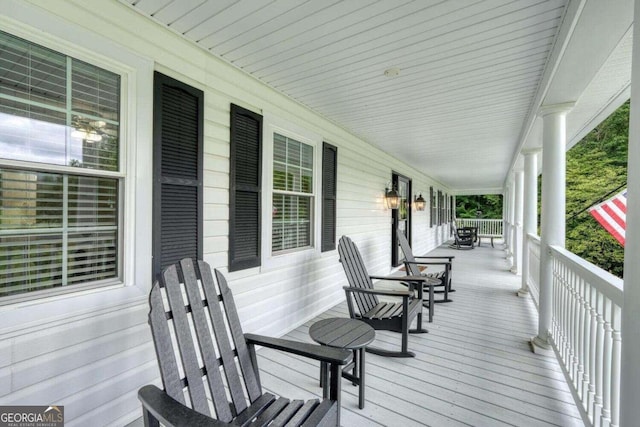 deck with covered porch