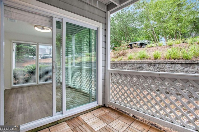 view of unfurnished sunroom