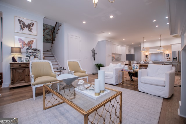 living room with wood-type flooring