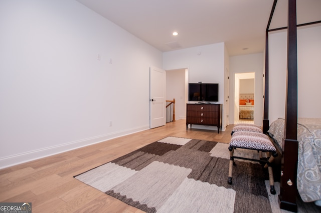 sitting room with light wood-type flooring