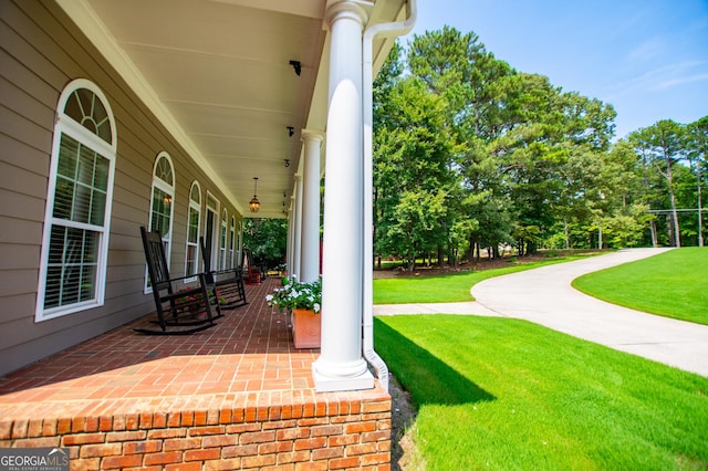 view of patio with covered porch