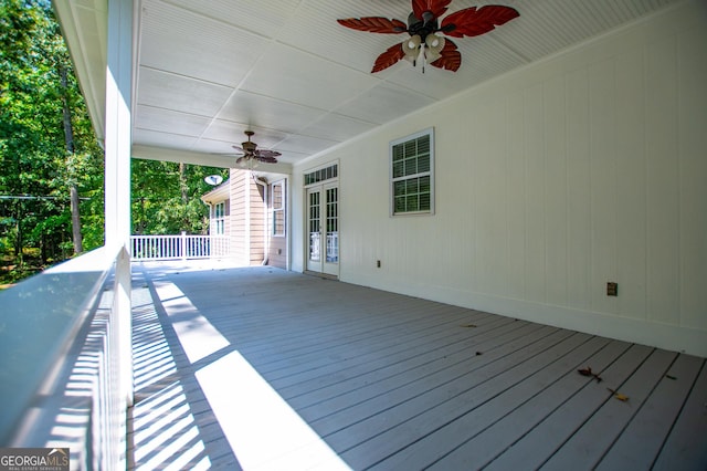 deck featuring ceiling fan