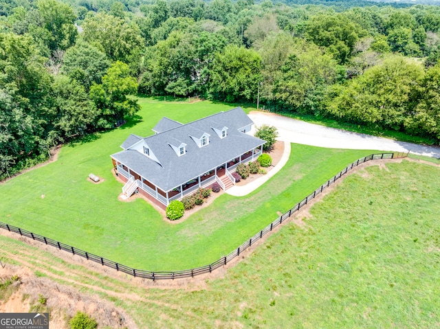 bird's eye view featuring a rural view