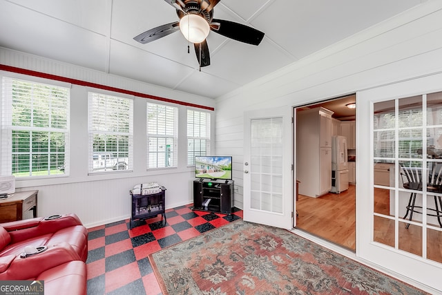 interior space featuring a wealth of natural light and ceiling fan