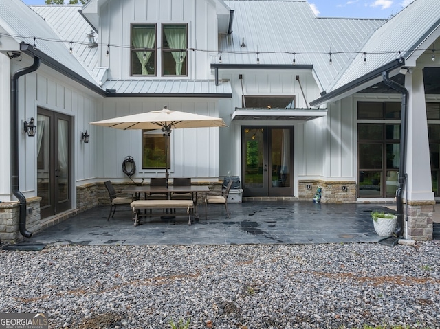 back of house featuring a patio and french doors