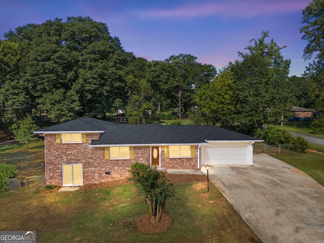 view of front of house with a garage