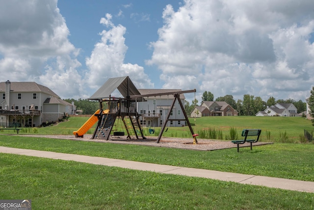 view of playground featuring a yard