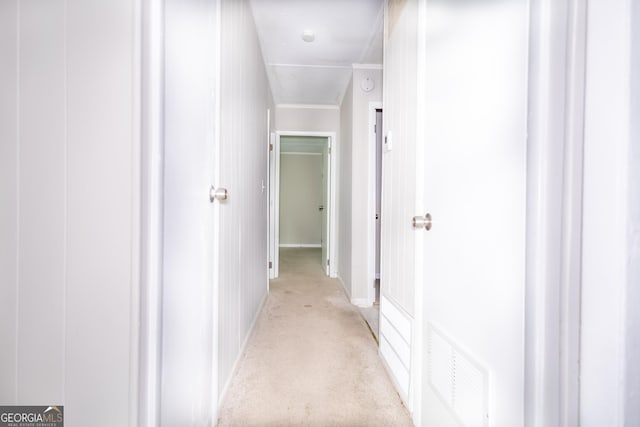 hallway with light carpet