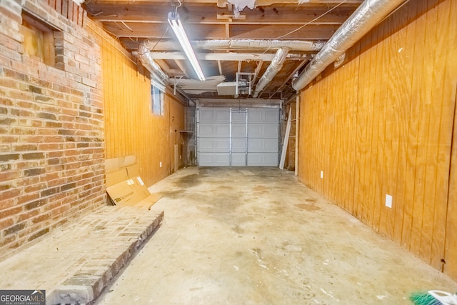 garage with wooden walls