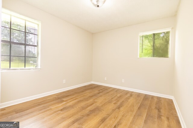 empty room featuring light hardwood / wood-style flooring and a wealth of natural light