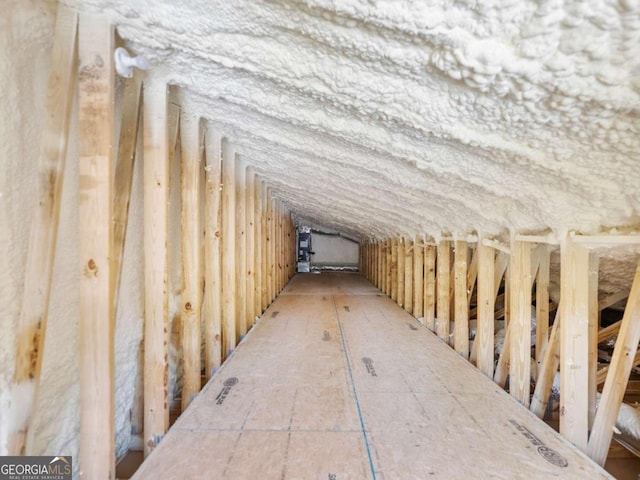 view of unfinished attic