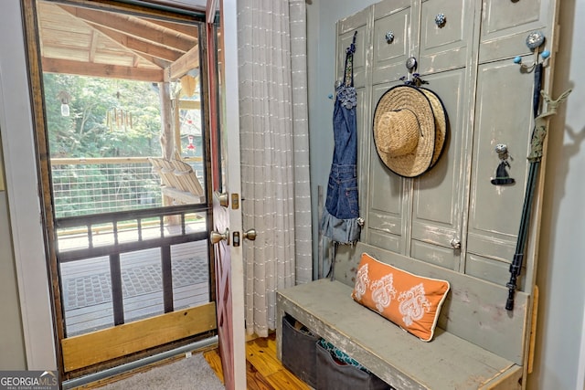 mudroom featuring light wood-type flooring