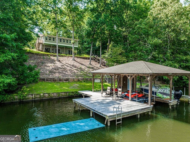 view of dock featuring a water view