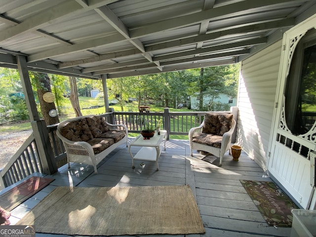 deck with an outdoor living space