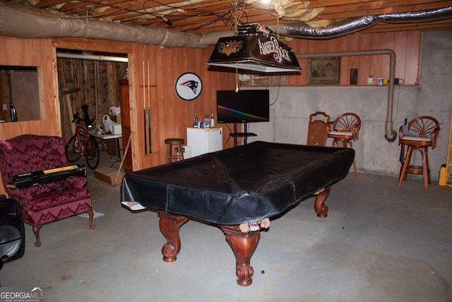 playroom featuring concrete floors and billiards