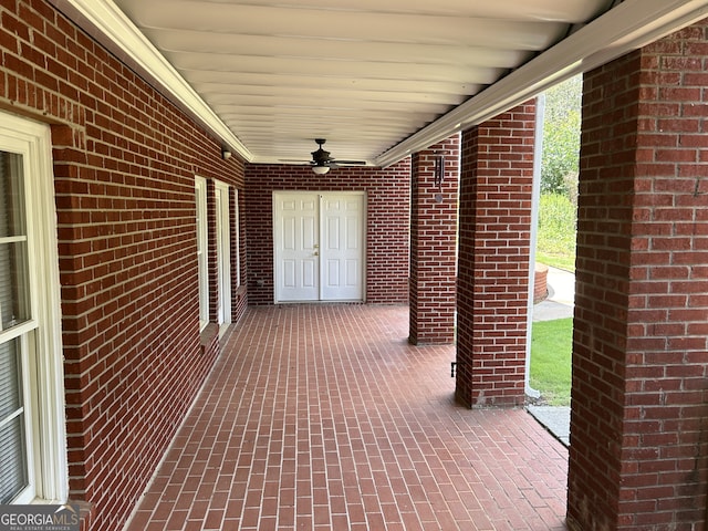 view of patio / terrace featuring ceiling fan