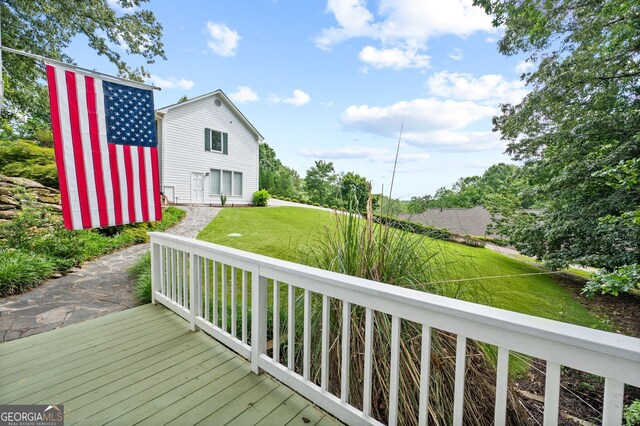 deck with a yard