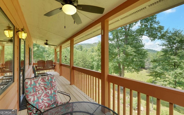 deck featuring ceiling fan