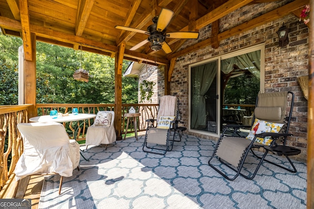 view of patio with ceiling fan