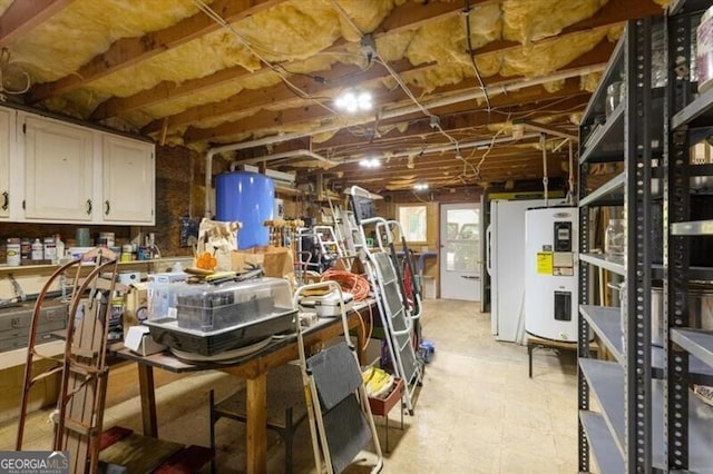 storage room featuring electric water heater