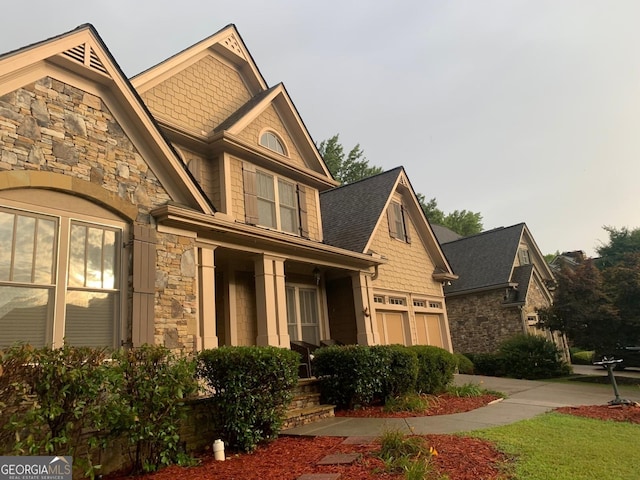 craftsman-style home featuring a garage