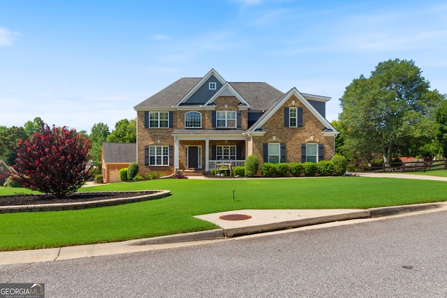 view of front of home with a front lawn