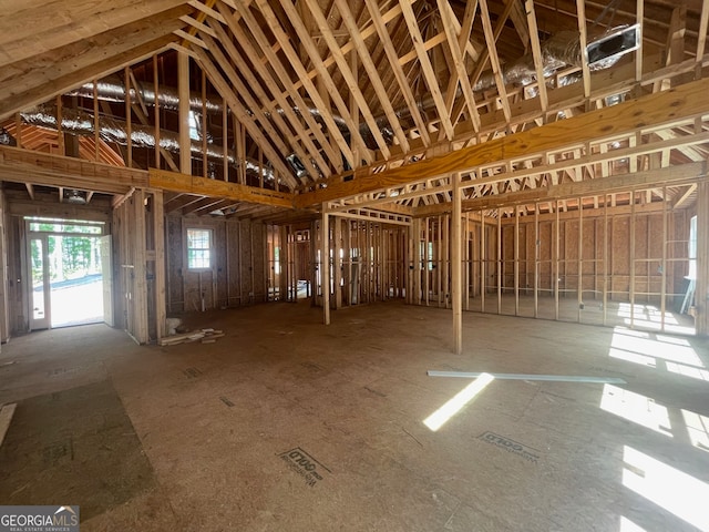 misc room featuring high vaulted ceiling