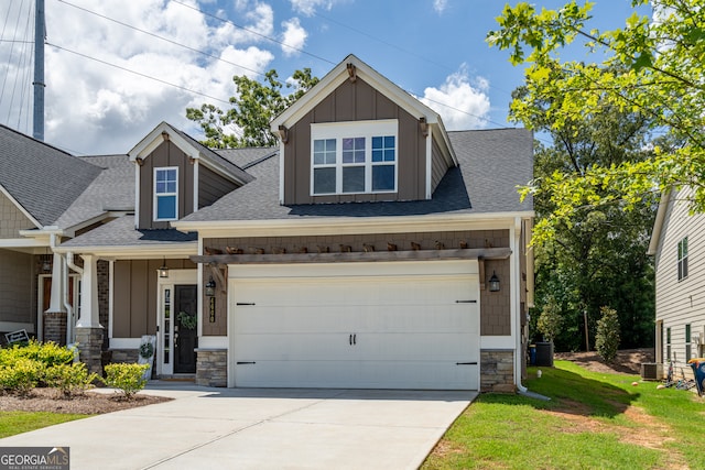 craftsman-style house featuring central AC and a porch