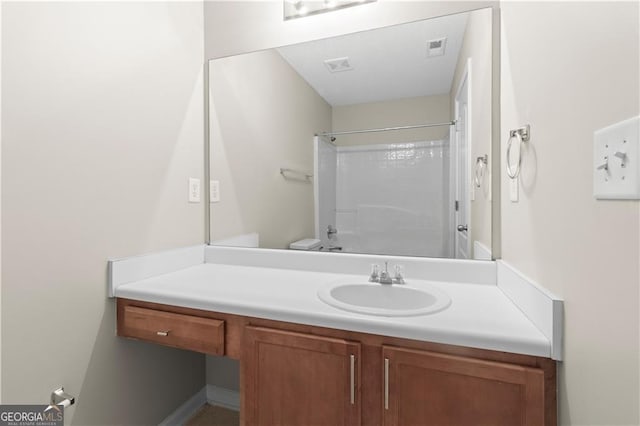 full bathroom with vanity, shower / bathing tub combination, and toilet